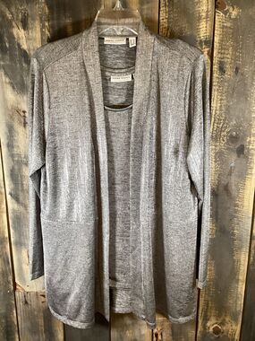 Susan Graver two piece tank and jacket shimmering silver women’s size large